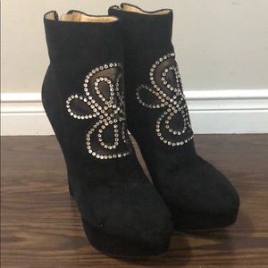 Charlotte Olympia suede embellished boots